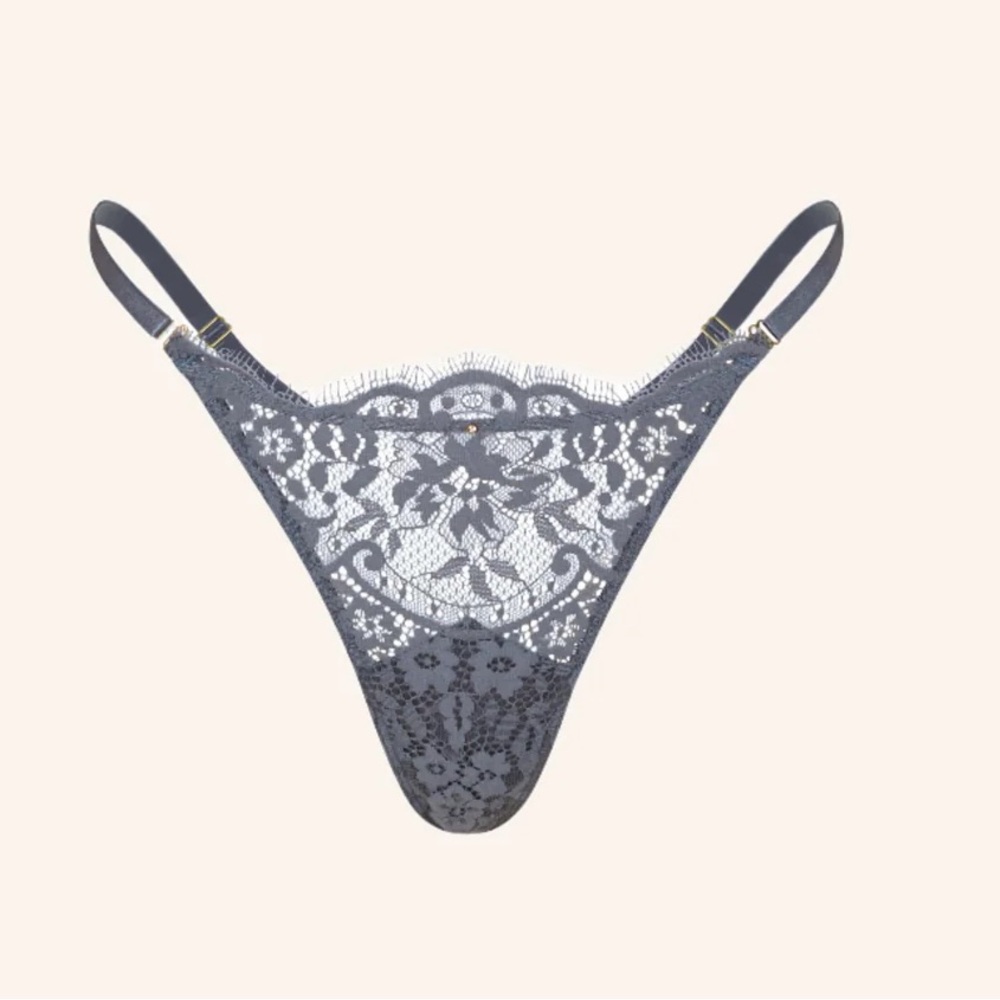 Gooseberry intimates thong lace one size small-xl emerald and grey new - Picture 5 of 13